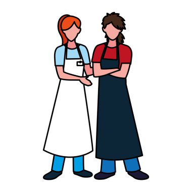 İzole satıcı erkek ve kadın vektör tasarımı