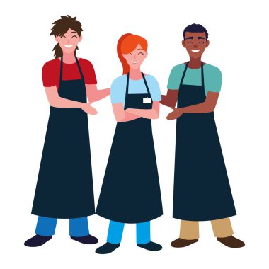 İzole satıcı erkek ve kadın vektör tasarımı