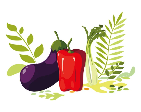 Ensemble de légumes isolés design vectoriel — Image vectorielle