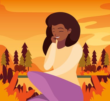 Sonbahar vektör tasarımlı kadın