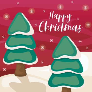 Noel ağacıyla Mutlu Noeller etiketi
