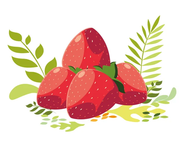 Conception vectorielle de fruits de fraises isolées — Image vectorielle