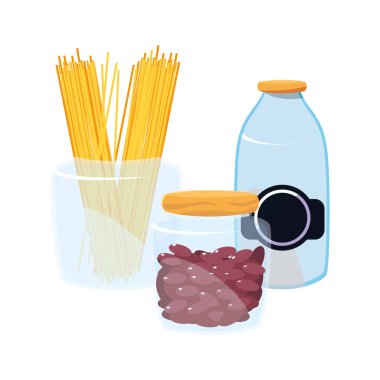 İzole erişte ve fasulye ikonu vektör tasarımı