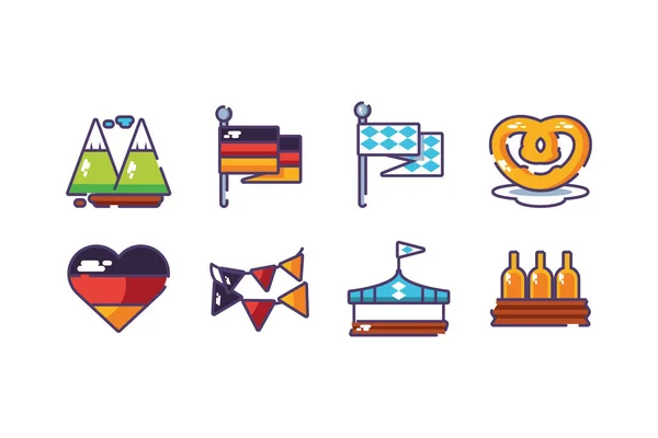 Bundle bavarian festival with set icons — Stock Vector