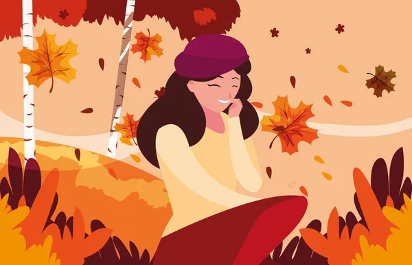 Woman in autumn vector design — 스톡 벡터