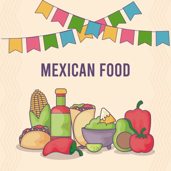 Kort med mexicansk mad etiket – Stock-vektor