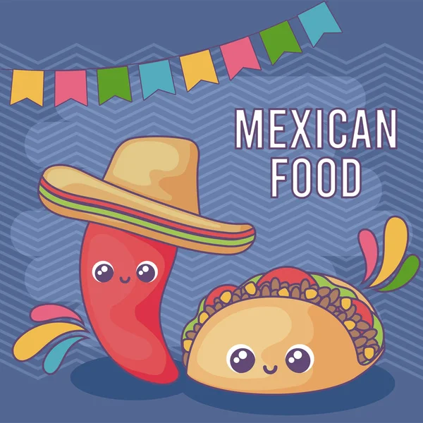 Karte mit mexikanischem Lebensmitteletikett — Stockvektor