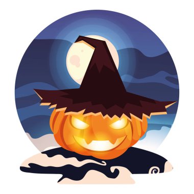 Cadılar Bayramı kabak karikatür vektör tasarım simgesi