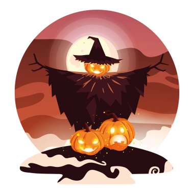 Cadılar Bayramı scarecrown vektör tasarım simgesi