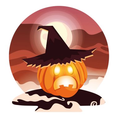 Cadılar Bayramı kabak karikatür vektör tasarım simgesi