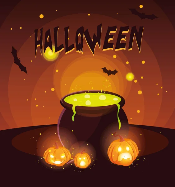 Halloween citrouilles dessins animés design vectoriel — Image vectorielle