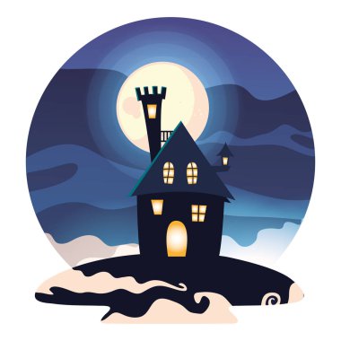 İzole cadılar bayramı kalesi vektör tasarım simgesi