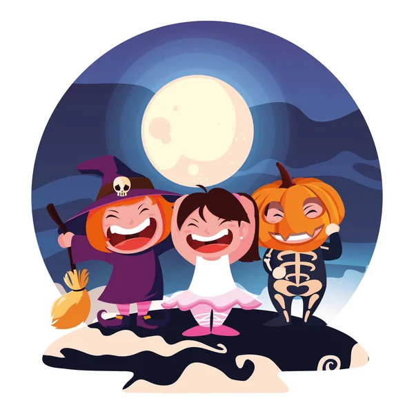 Halloween kostýmy děti vektor design ikona — Stockový vektor