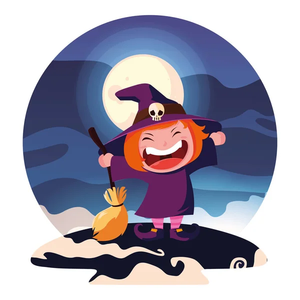 Halloween fantasiado criança vetor design ícone —  Vetores de Stock