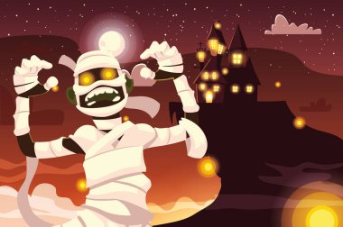 Cadılar Bayramı mumya vektör tasarımı simgesi