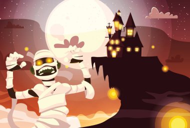 Cadılar Bayramı mumya vektör tasarımı simgesi