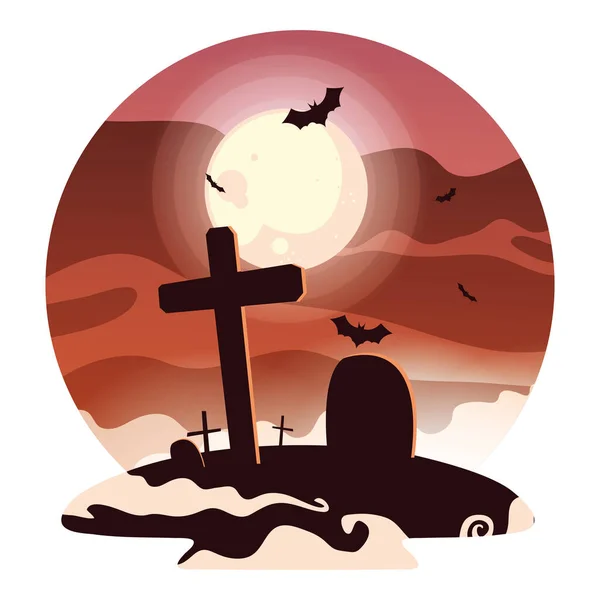 Halloween ícone de design vetorial grave — Vetor de Stock