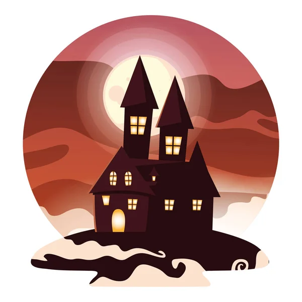 Icono de diseño de vectores de castillo de Halloween aislado — Vector de stock