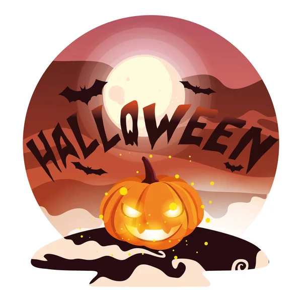 Halloween pompoen cartoon vector ontwerp pictogram — Stockvector