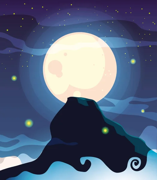 Cadılar Bayramı ay ve gece vektör tasarımı — Stok Vektör
