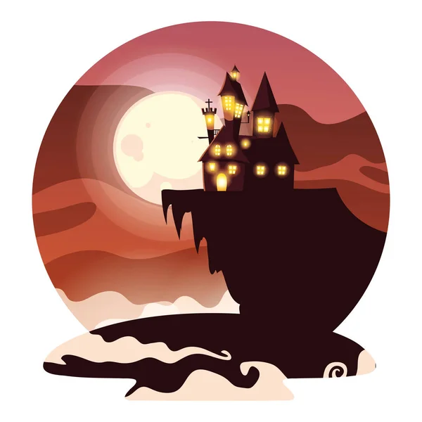 Icono de diseño de vectores de castillo de Halloween aislado — Vector de stock