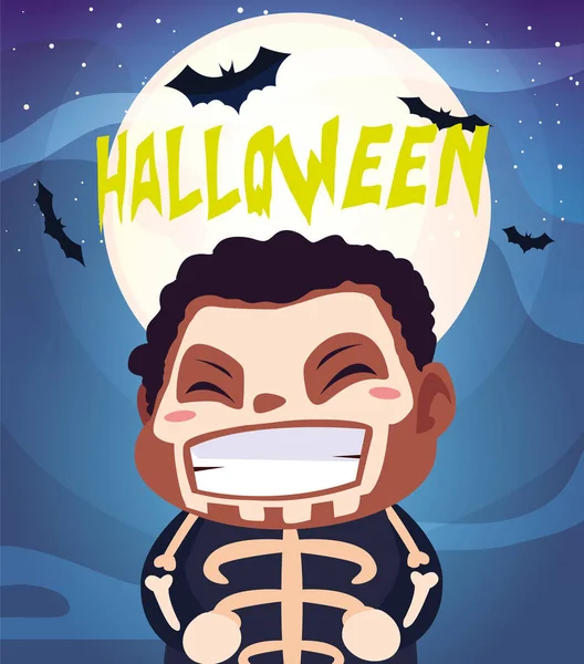 Cadılar Bayramı kostümlü çocuk vektör tasarımı