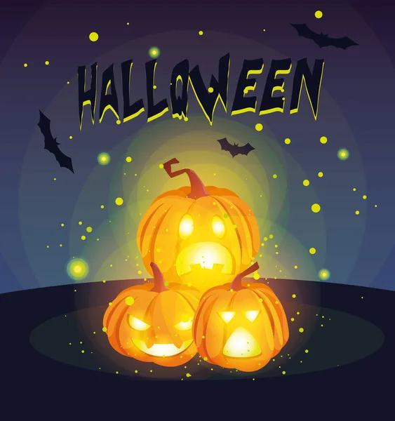Halloween zucche cartoni animati disegno vettoriale — Vettoriale Stock