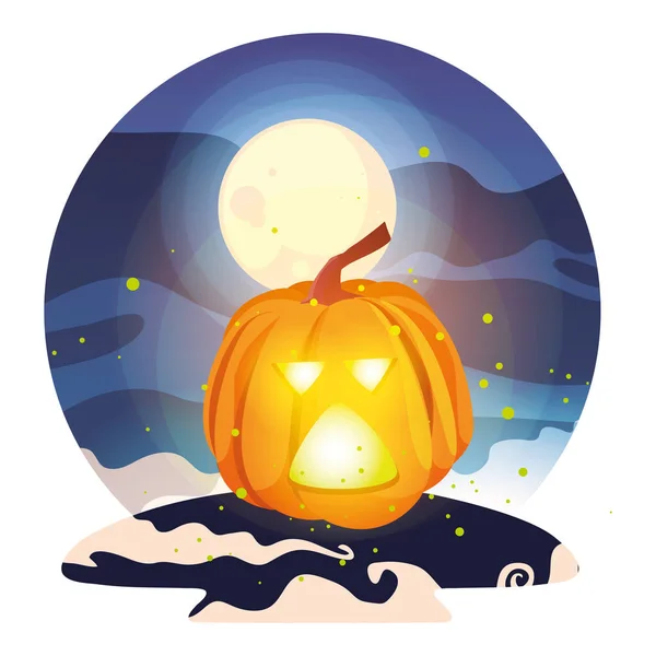 Halloween calabaza icono de diseño de vectores de dibujos animados — Archivo Imágenes Vectoriales