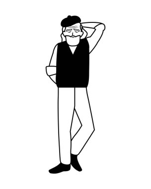 Büyükbaba çizgi film vektör tasarım simgesi