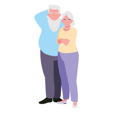 Büyükanne ve büyükbaba çizgi film vektör tasarım simgesi