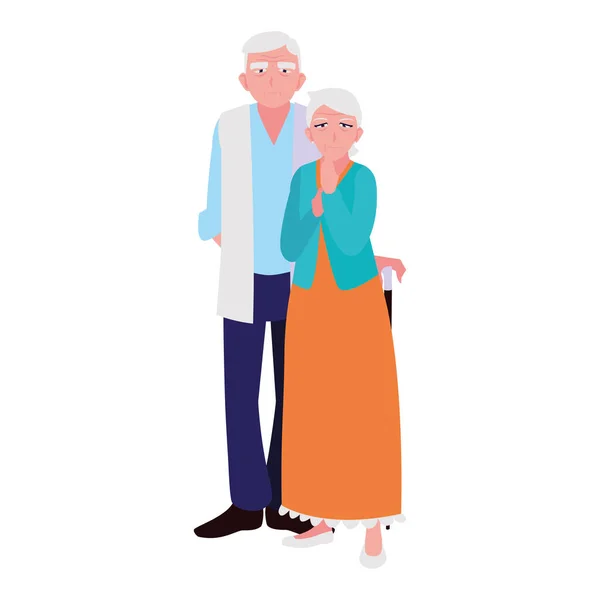 Grandmother and grandfather cartoon vector design icon — Stock Vector