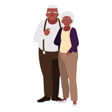 Büyükanne ve büyükbaba çizgi film vektör tasarım simgesi