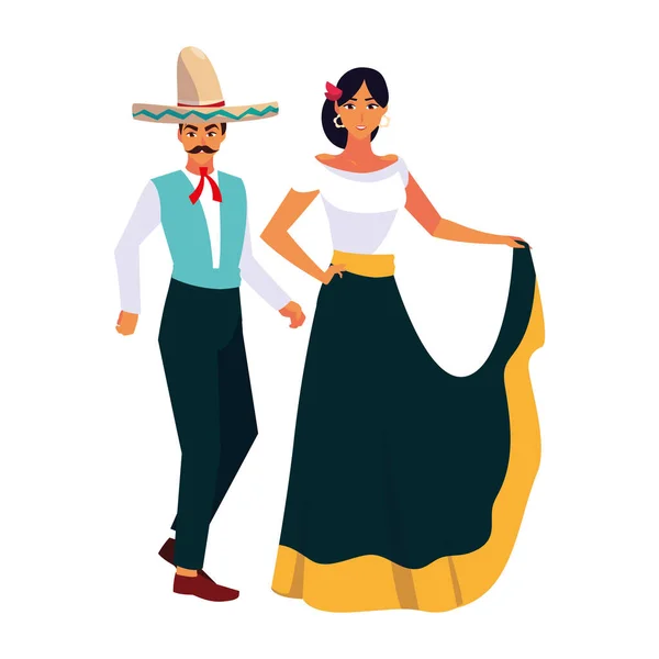 Conception vectorielle isolée couple mexicain — Image vectorielle