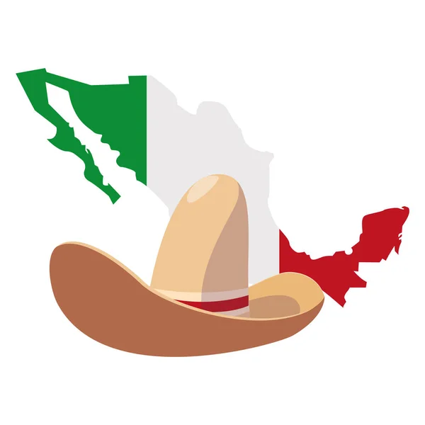 Diseño aislado de sombrero mexicano y vector de bandera — Vector de stock