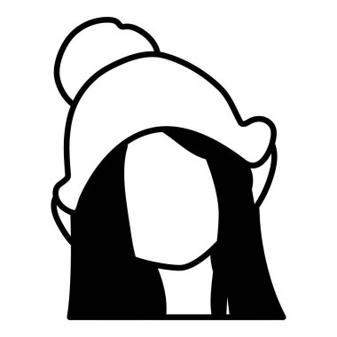 İzole kadın baş vektör tasarım simgesi