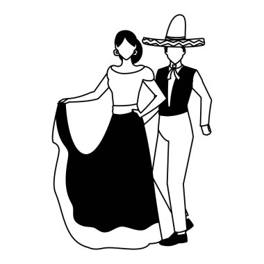 İzole edilmiş Meksikalı çift vektör tasarımı