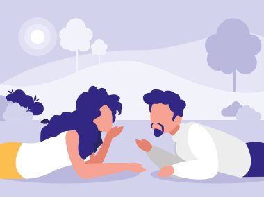 Park vektör tasarımında kadın ve erkek