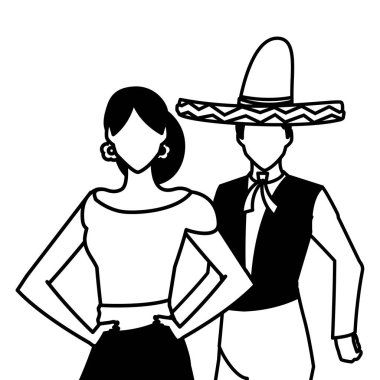 İzole edilmiş Meksikalı çift vektör tasarımı