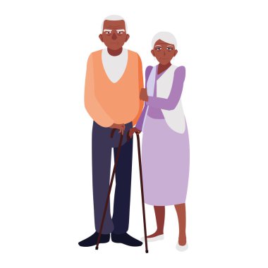 Büyükanne ve büyükbaba çizgi film vektör tasarım simgesi