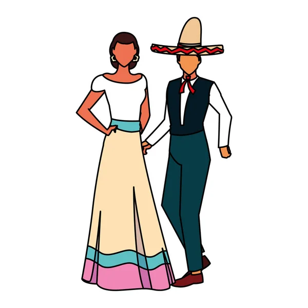 Diseño vectorial de pareja mexicana aislada — Archivo Imágenes Vectoriales