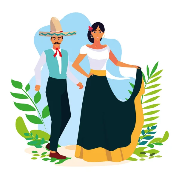 Conception vectorielle isolée couple mexicain — Image vectorielle