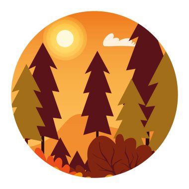 Sonbahar çam ağaçları vektör tasarım simgesi