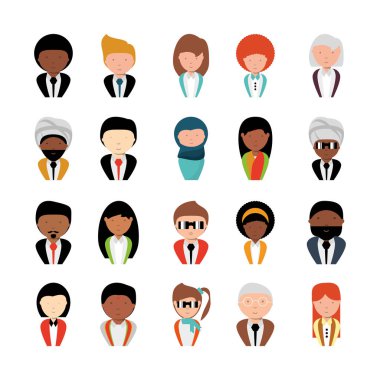 İş insanları simgeleriyle dolu paket