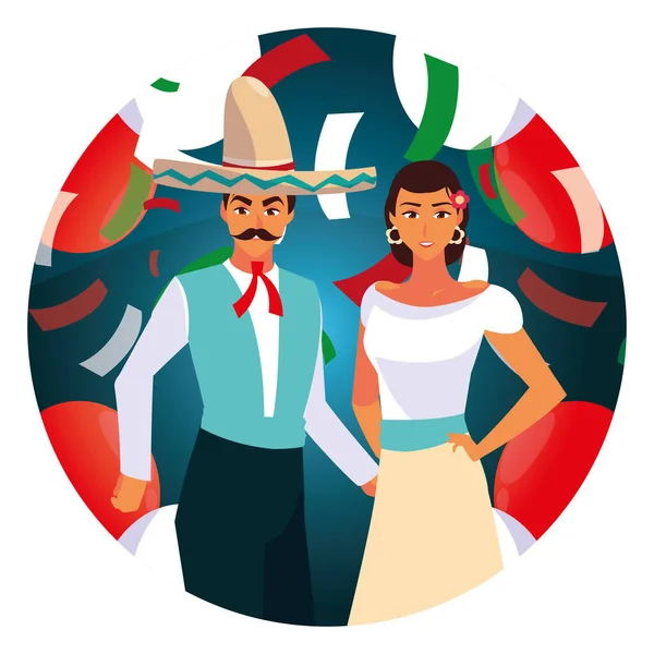 Conception vectorielle isolée couple mexicain — Image vectorielle