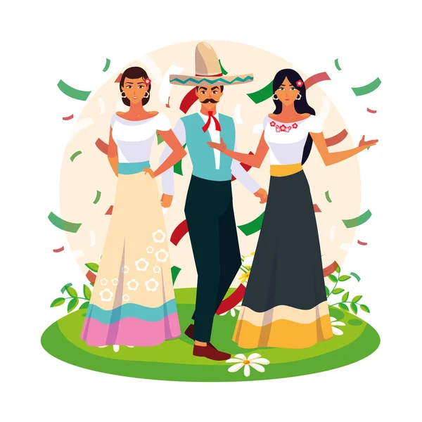 Diseño vectorial de personas mexicanas aisladas — Archivo Imágenes Vectoriales