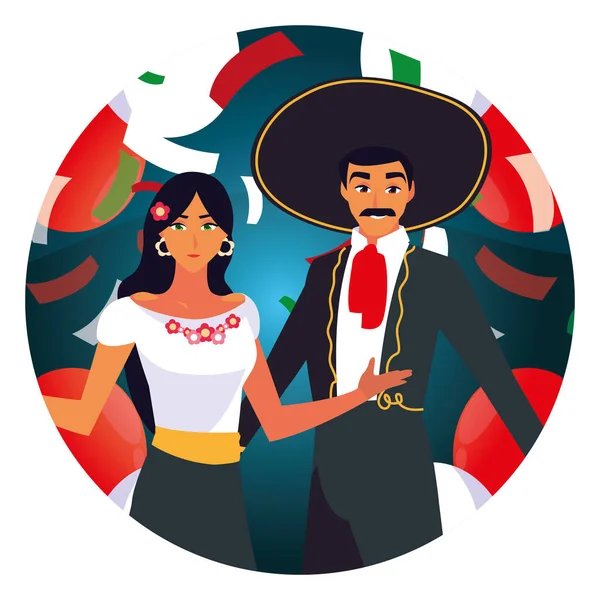 Conception vectorielle isolée couple mexicain — Image vectorielle