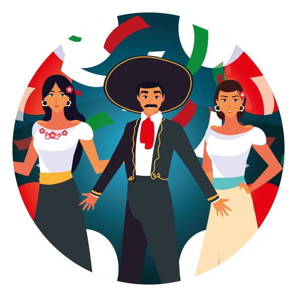 Diseño vectorial de personas mexicanas aisladas — Vector de stock