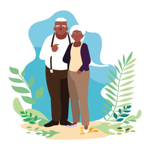 Abuela y abuelo icono de diseño de vectores de dibujos animados — Vector de stock