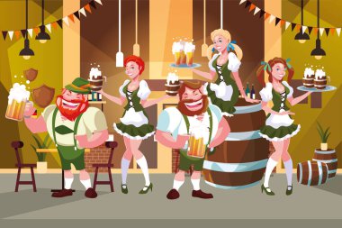 Almanya Ekim Festivali erkek ve kadın vektör tasarımı