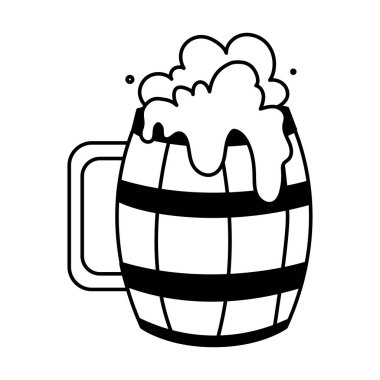 Beyaz arka planda ahşap bira bardağı silueti